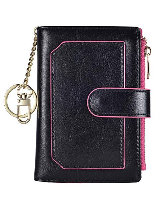 Buy Leamekor Womens Wallets RFID Small Compact Bifold Leather Card ...