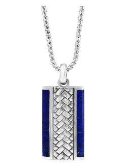 Collection EFFY® Men's Lapis Lazuli Woven-Look 22" Pendant Necklace in Sterling Silver
