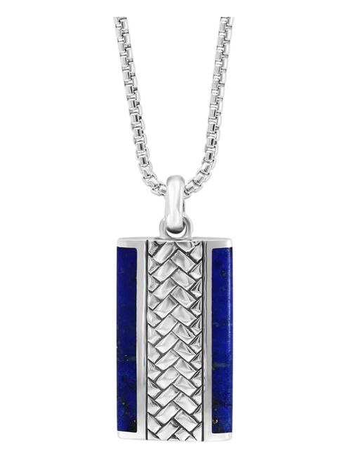 EFFY Collection EFFY® Men's Lapis Lazuli Woven-Look 22" Pendant Necklace in Sterling Silver