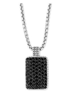 Collection EFFY® Men's Black Spinel Dog Tag 22" Pendant Necklace in Sterling Silver