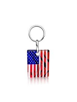 Alef Bet By Paula American USA Flag Keychain Tag