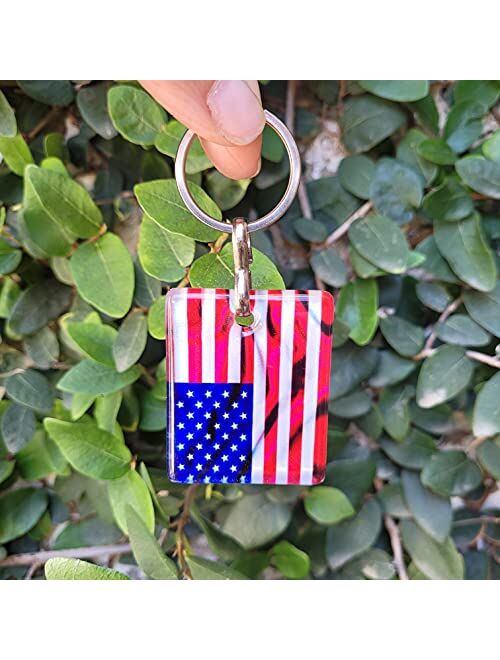 Alef Bet By Paula American USA Flag Keychain Tag