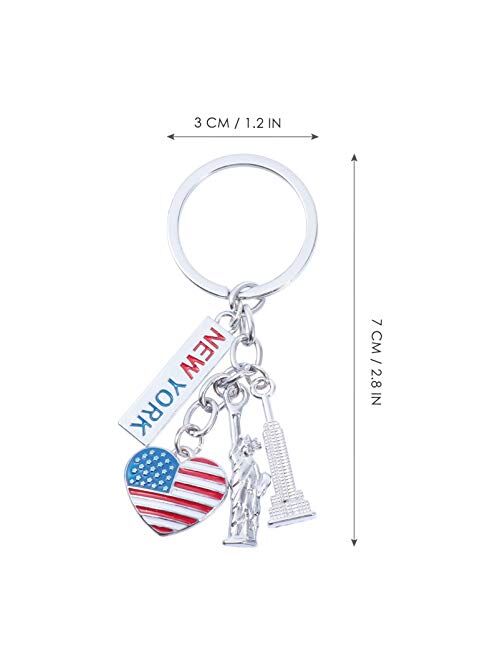VALICLUD Us Flag Metal Key Ring Patriotic Key Ring New York Statue of Liberty Pendant Gift Keychain for 4th of July Independence Day Gift Souvenir