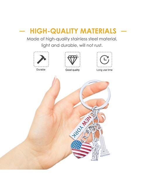 VALICLUD Us Flag Metal Key Ring Patriotic Key Ring New York Statue of Liberty Pendant Gift Keychain for 4th of July Independence Day Gift Souvenir