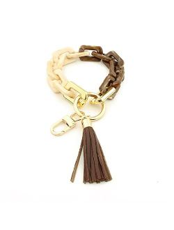 Mapott Key Ring Bracelet Wristlet Keychain Resin Keyring for Women with Tassel for Keys