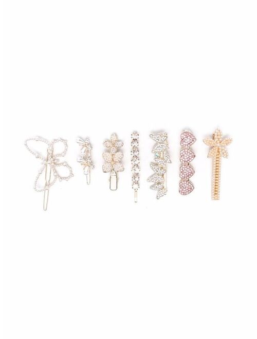 Monnalisa seven-pack crystal-embellished hair clips