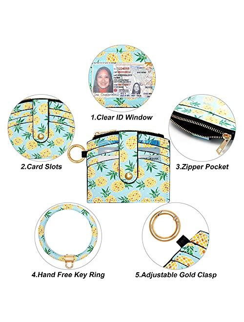 KUKOO Wristlet Bracelet Keychain Wallet for Women Credit Card Holder Tassel Keyring Bangle Lipstick Holder with Gift Box