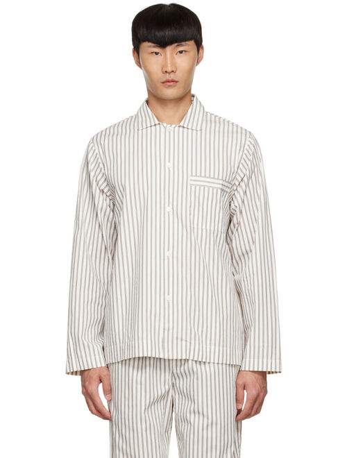 Tekla Off-White & Brown Organic Cotton Pyjama Shirt