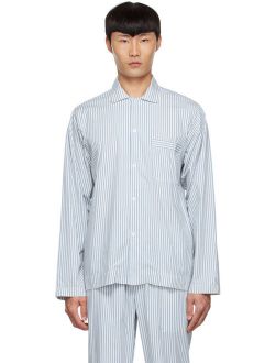 Tekla Blue & White Organic Cotton Pyjama Shirt