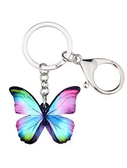 Acrylic Floral Butterfly Keychains Key Ring Car Purse Bags INSECT Charms Gifts