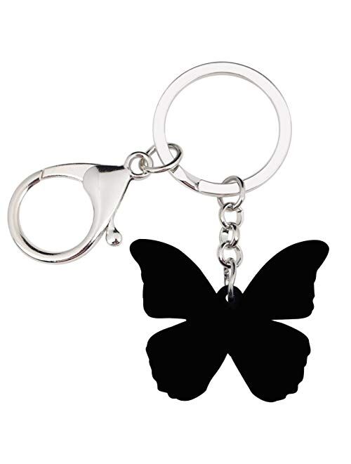 Bonsny Acrylic Floral Butterfly Keychains Key Ring Car Purse Bags INSECT Charms Gifts