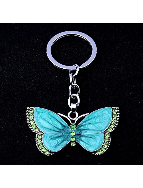 SPDD Butterfly Key Chain,Acrylic Colorful Butterfly Keychains Keyring Cute Keychains Fashion Accessories Jewelry Butterfly Key Ring for Women(Blue)