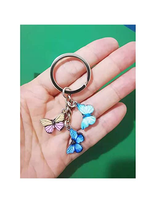 Jewelryheart Meimimix Colorful Butterfly Pendant Keychain Chain Tassel Silver Key Chain Key Ring Keyring For Women Girls