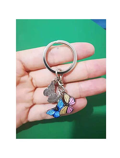 Jewelryheart Meimimix Colorful Butterfly Pendant Keychain Chain Tassel Silver Key Chain Key Ring Keyring For Women Girls