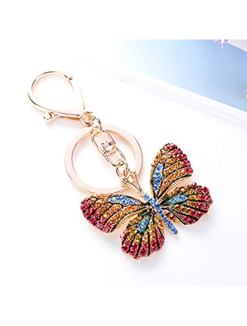 Grtdrm Cute Butterfly Shape Crystal Rhinestone Sparkling Keychain Bag Pendant Handbag Charm for Women Girls