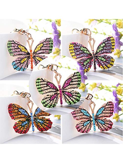 Grtdrm Cute Butterfly Shape Crystal Rhinestone Sparkling Keychain Bag Pendant Handbag Charm for Women Girls