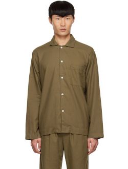 Tekla Khaki Organic Cotton Pyjama Shirt