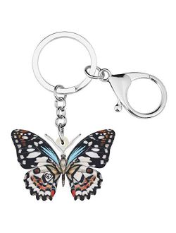 Enamel Metal Butterfly Key chains Rings For Women Girls Car Purse bag Pendant Charms