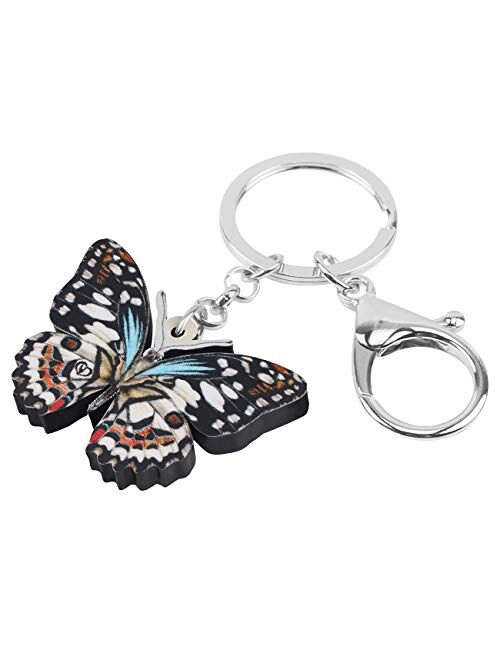 Bonsny Enamel Metal Butterfly Key chains Rings For Women Girls Car Purse bag Pendant Charms