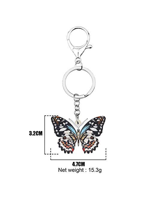 Bonsny Enamel Metal Butterfly Key chains Rings For Women Girls Car Purse bag Pendant Charms