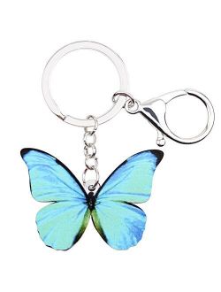 WEVENI Acrylic Monarch Butterfly Keychain Accesssories Keyring For Women Girl Bag Car Key Charms