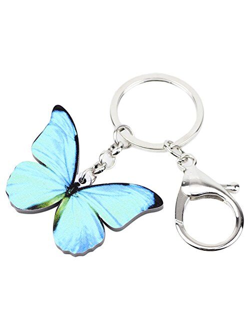 WEVENI Acrylic Monarch Butterfly Keychain Accesssories Keyring For Women Girl Bag Car Key Charms