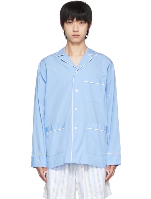 Tekla Blue Organic Cotton Pyjama Shirt