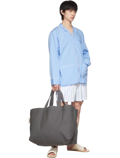 Tekla Blue Organic Cotton Pyjama Shirt