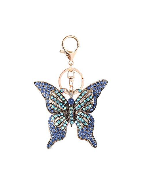 Wanlian Butterfly Rhinestone Keychain,Sparkling Alloy Charm Keyring Pendant