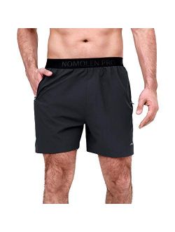 Nomolen Men's Athletic Shorts 5 Inch Inseem Gym Workout Shorts with Zipper Pockets Lightweight Quick Dry Short Shorts Men