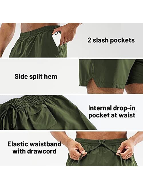 MIER Men's Workout Running Shorts Lightweight Active 5 Inches inseam Shorts with Pockets, Quick Dry, Breathable