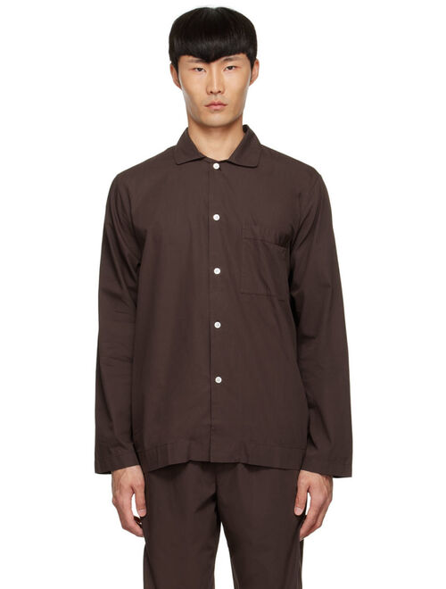 Tekla Brown Organic Cotton Pyjama Shirt