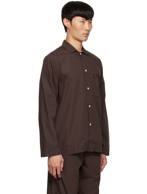Tekla Brown Organic Cotton Pyjama Shirt