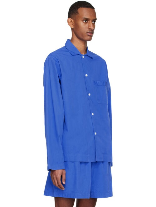 Tekla Blue Organic Cotton Pyjama Shirt