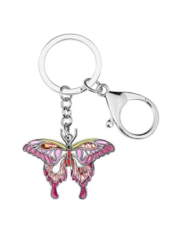 Enamel Metal Floral Butterfly Keychains For Women Car bag Rings Novelty Charms GIfts