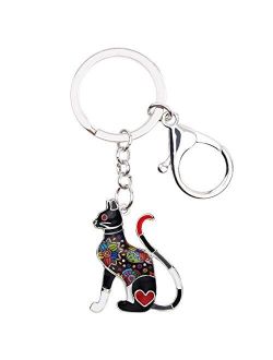 Enamel Alloy Chain Metal Cat Keychains Cute For Women Car bag Rings Novelty Charms GIfts