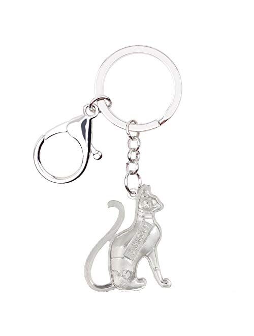 BONSNY Enamel Alloy Chain Metal Cat Keychains Cute For Women Car bag Rings Novelty Charms GIfts