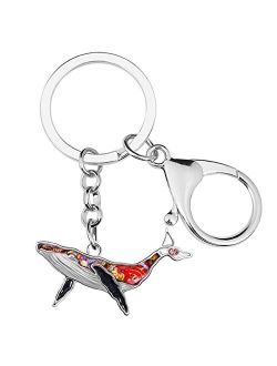 Enamel Alloy Floral Ocean Whale Keychains Key Car Purse Bags Charms Nature Fish Animals
