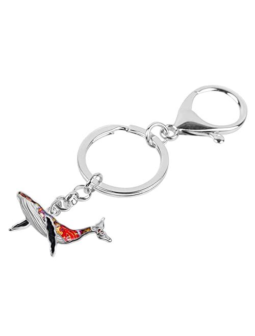 Bonsny Enamel Alloy Floral Ocean Whale Keychains Key Car Purse Bags Charms Nature Fish Animals