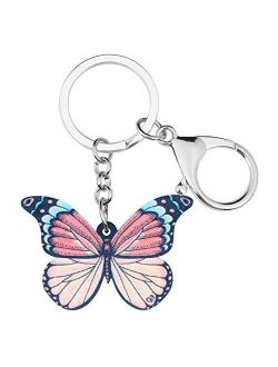Morpho Menelaus Butterfly Key chains For Women Car Purse bag Rings Pendant Charms