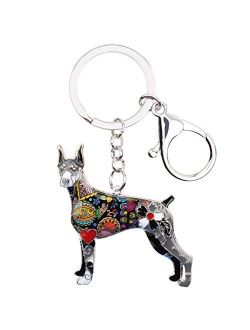 Enamel Alloy Doberman Dog Key Chains For Women Gifts Car Purse Handbag Charms Jewelry