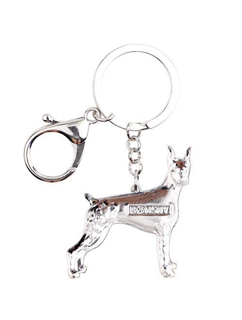Bonsny Enamel Alloy Doberman Dog Key Chains For Women Gifts Car Purse Handbag Charms Jewelry