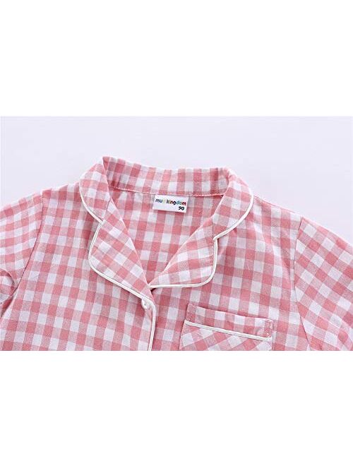 Mud Kingdom Boutique Girls Boys Pajamas Set Collared Long Sleeve Sleepwear