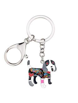 Enamel Metal Sweet Beagle Dog Keychains Key Car Purse Bags PETS Charms Gifts