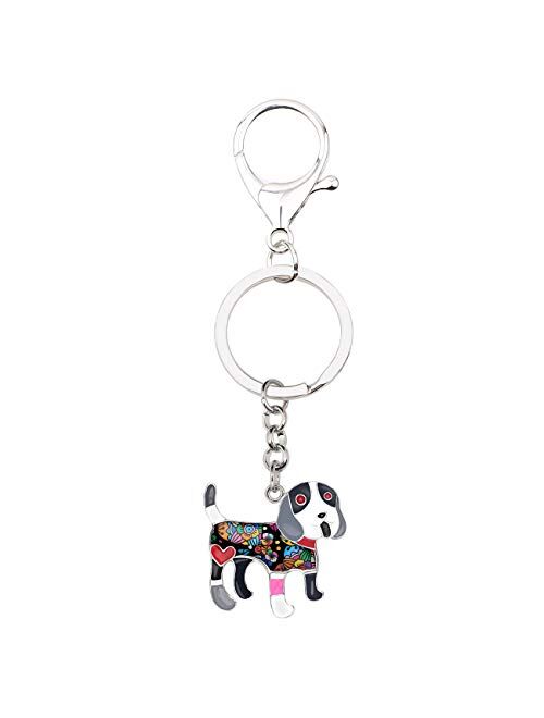 Bonsny Enamel Metal Sweet Beagle Dog Keychains Key Car Purse Bags PETS Charms Gifts