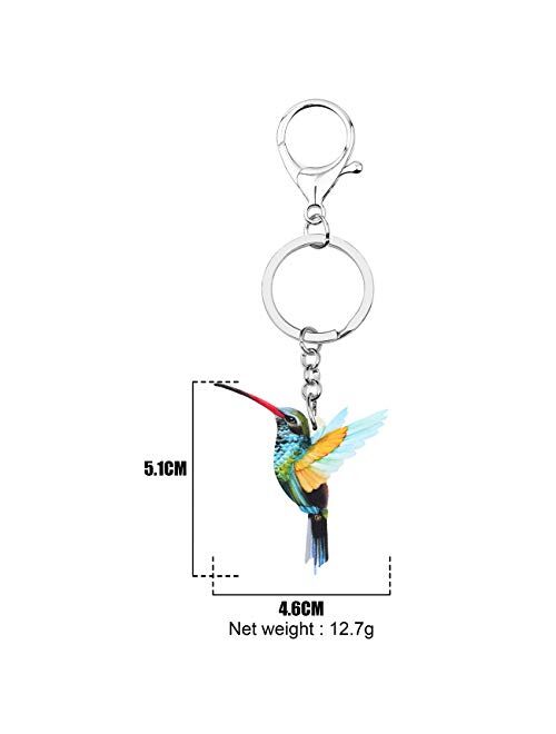 BONSNY Arylic Metal Hummingbird Keychains For Women Girls Gifts Car Purse Birds Pendant Charms