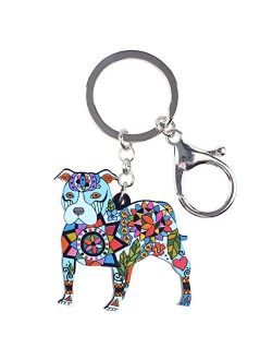 Pit Bull Dog Key Chain Keyring for Women Gifts Purse Handbag Charm Jewelry