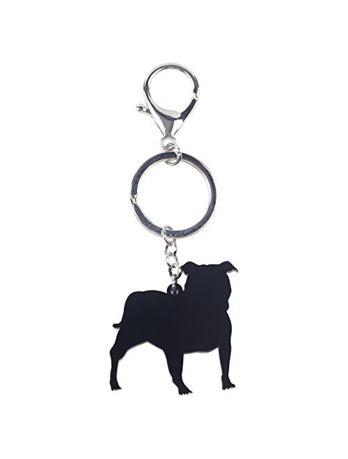 Bonsny Pit Bull Dog Key Chain Keyring for Women Gifts Purse Handbag Charm Jewelry