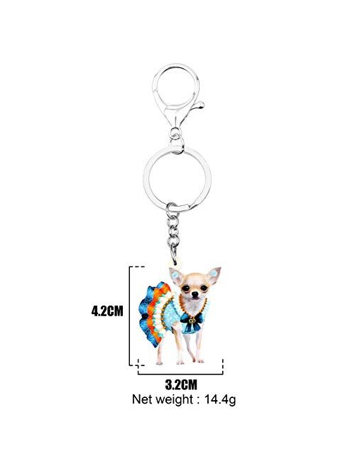 BONSNY Acrylic Chihuahua Dog Keychains Key Ring Car Purse Bags Pets Lover Charms Gifts