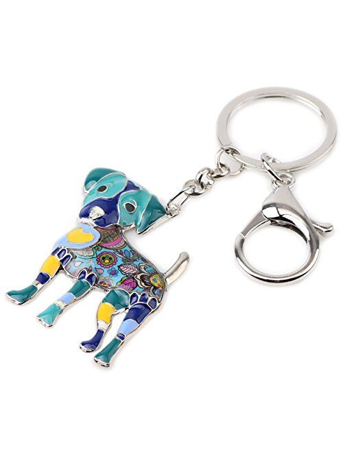 Bonsny Enamel Alloy Jack Russell Dog Key Chains For Women Gifts Car Purse Handbag Charms Jewelry